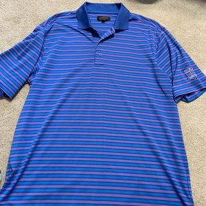 Mens Large Polo Blue Striped Polo